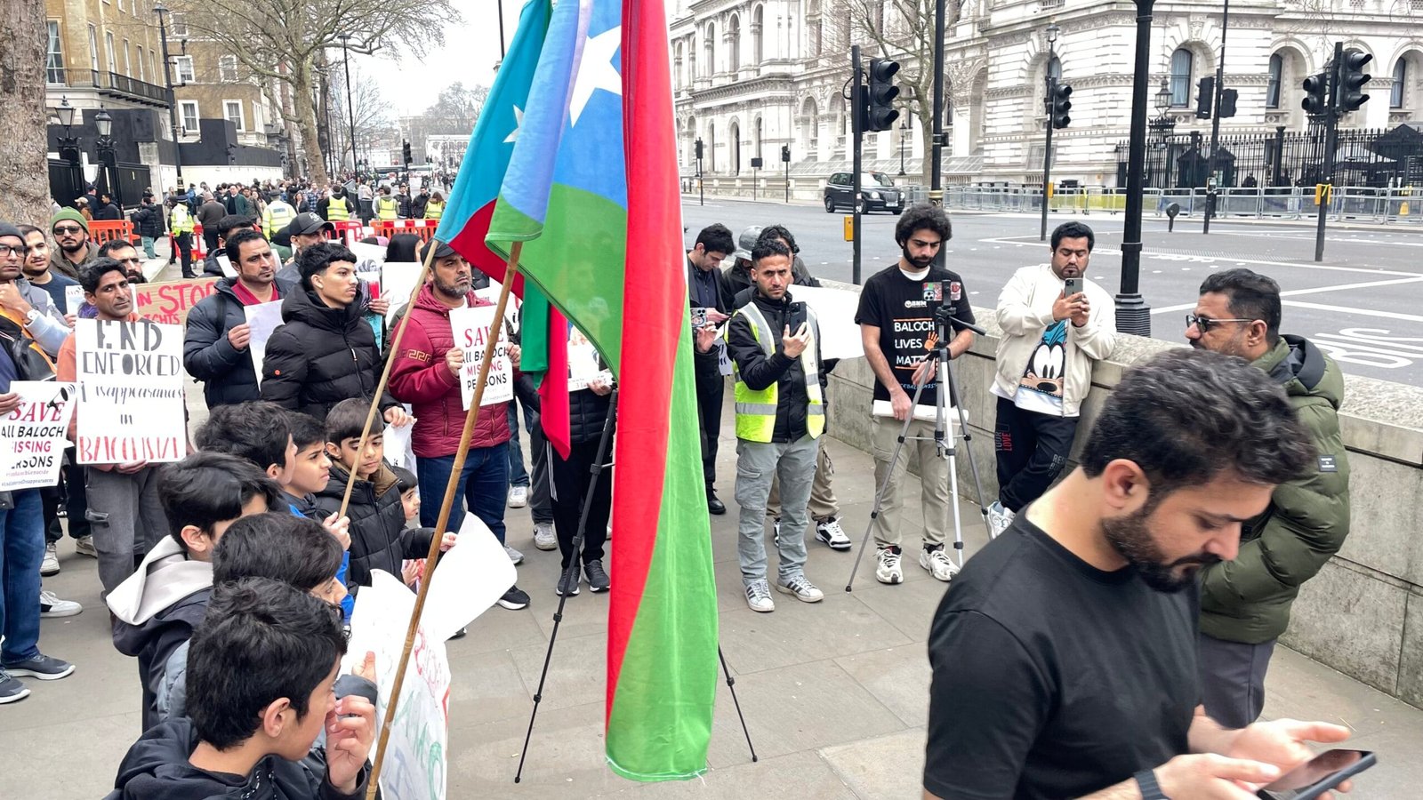 Baloch National Movement BNM Protest at 10 Downing Street on 23 March 2025 Demanding Justice for Enforced Disappearances in Balochistan 0834 scaled