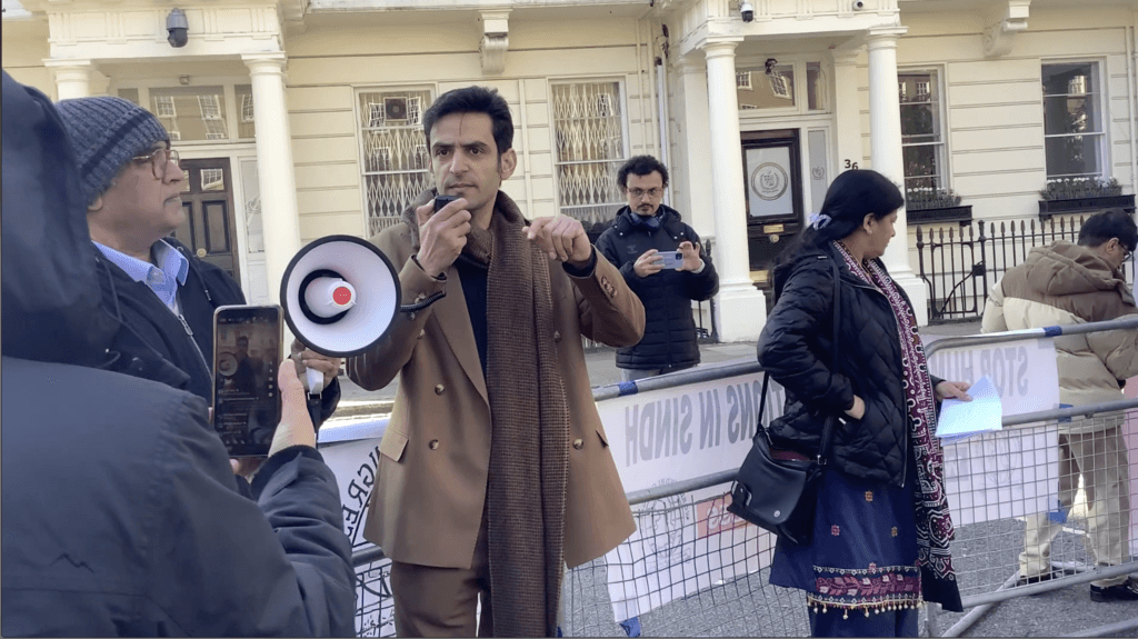World Sindhi Congress protest event held in front of the Pakistan High Commission in London UK in collaboration with Baloch Media Hub