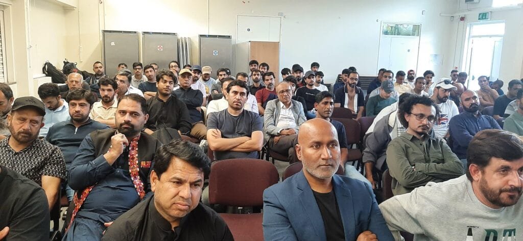 Scene showing participants, public, and overall atmosphere at the London event commemorating Nawab Akbar Khan Bugti on 26 August 2026.