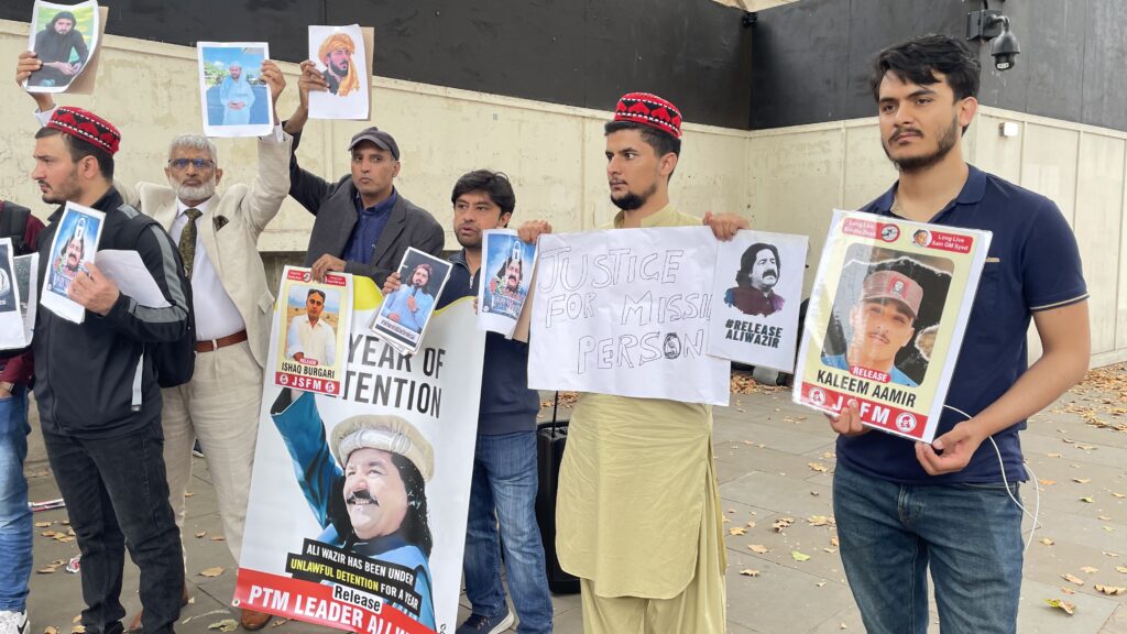 Activists from Sindh Balochistan Pashtoon regions and POJK gathered outside 10 Downing Street to mark the International Day of the Victims of Enforced Disappearances London 30 August 2025 2439