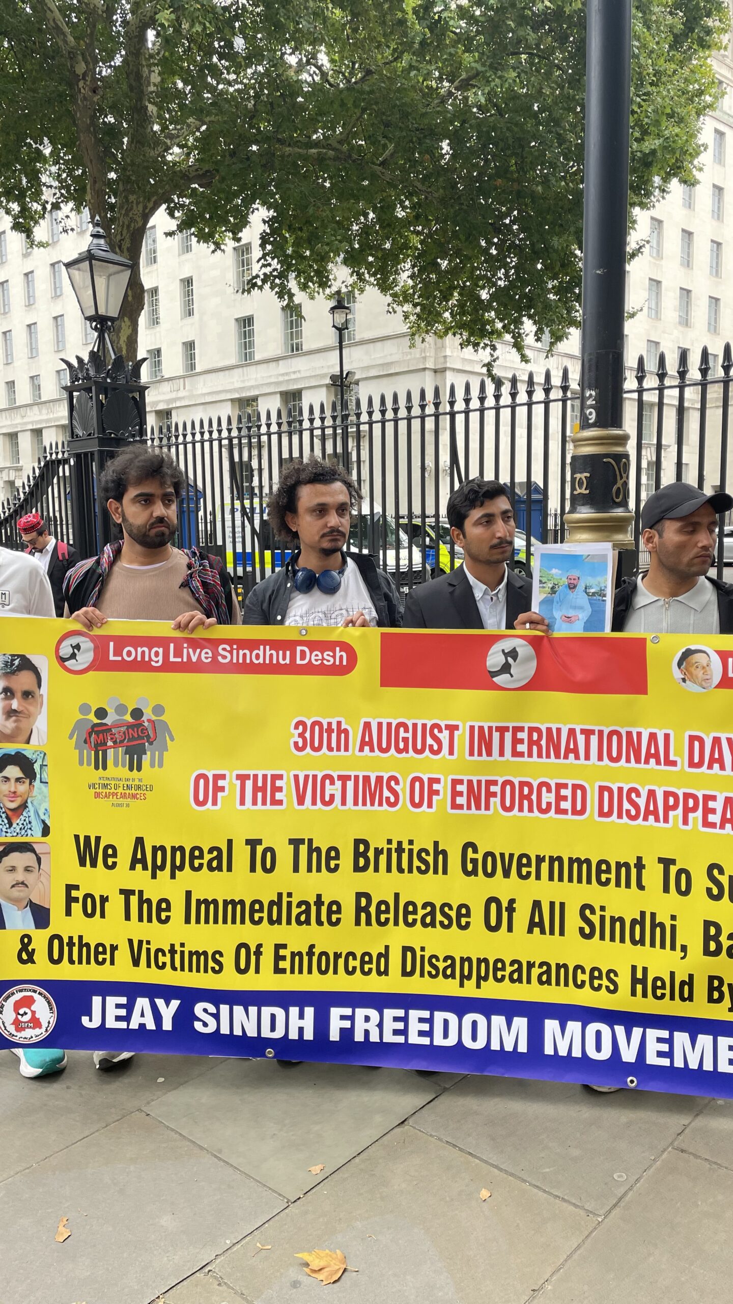 Activists from Sindh Balochistan Pashtoon regions and POJK gathered outside 10 Downing Street to mark the International Day of the Victims of Enforced Disappearances London 30 August 2025 2456 scaled
