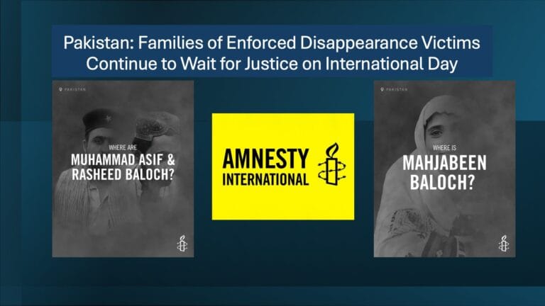 Amnesty International highlights enforced disappearances in Pakistan, with families still waiting for missing loved ones