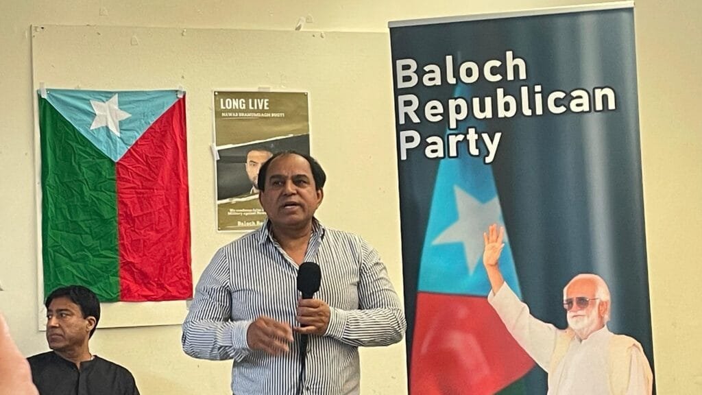 Sher Mohammad Bugti, BRP Central Spokesman, at the London event commemorating Nawab Akbar Khan Bugti.