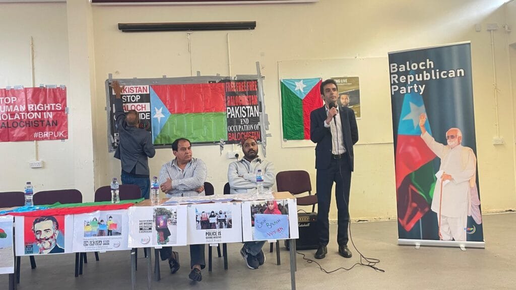 Word Sindi Congress speaker attendig Baloch Republican Party in London Uk
