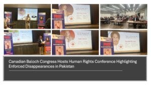Participants of the Canadian Baloch Congress human rights conference in Toronto highlighting enforced disappearances and human rights abuses in Pakistan.