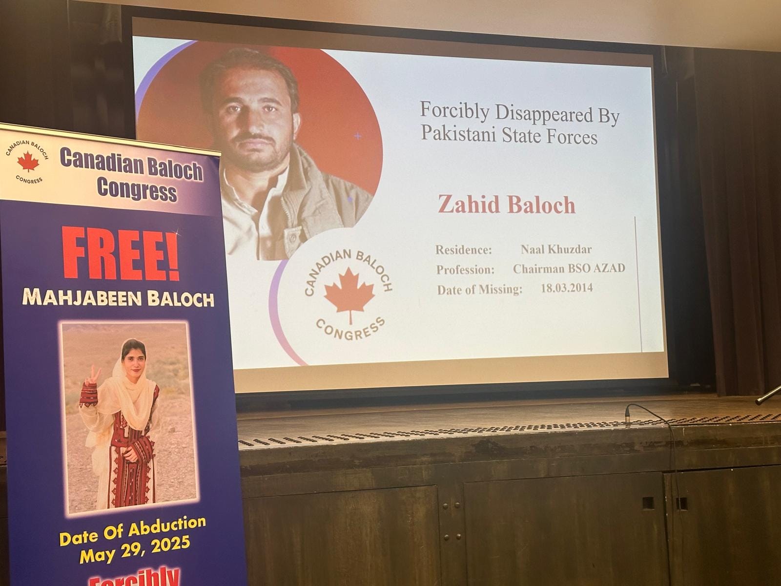 Participants of the Canadian Baloch Congress human rights conference in Toronto highlighting enforced disappearances and human rights abuses in Pakistan.