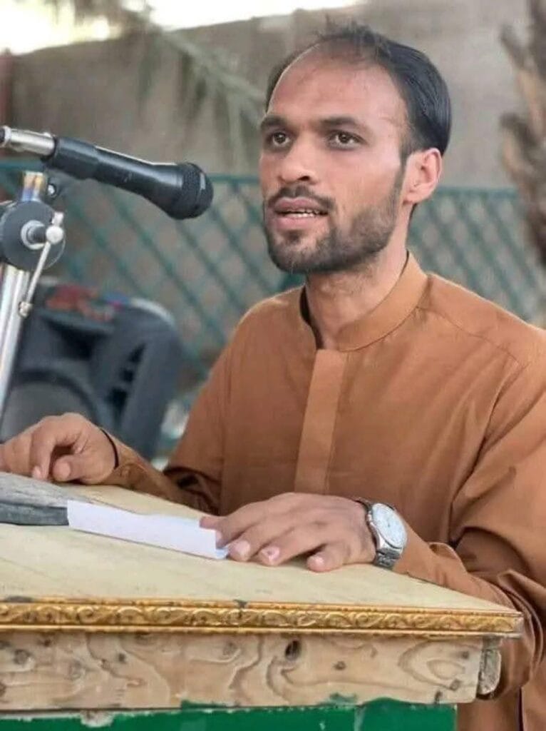 Portrait of Zubair Baloch, killed in Dalbandin, Chagai District, Balochistan, highlighting human rights violations and repression of the Baloch nation.