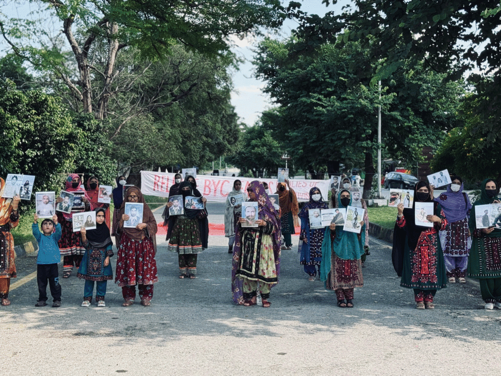 52nd consecutive day of the sit-in by families of the forcibly disappeared and detained BYC leaders in Islamabad.