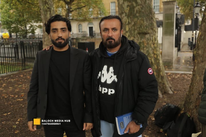 Baloch protest outside 10 Downing Street, London on 19 October 2025, demanding international action against Pakistan’s military operations in Zehri, Balochistan. Activists, including Aomar Karim, called for unity and an end to UK aid supporting human rights violations.