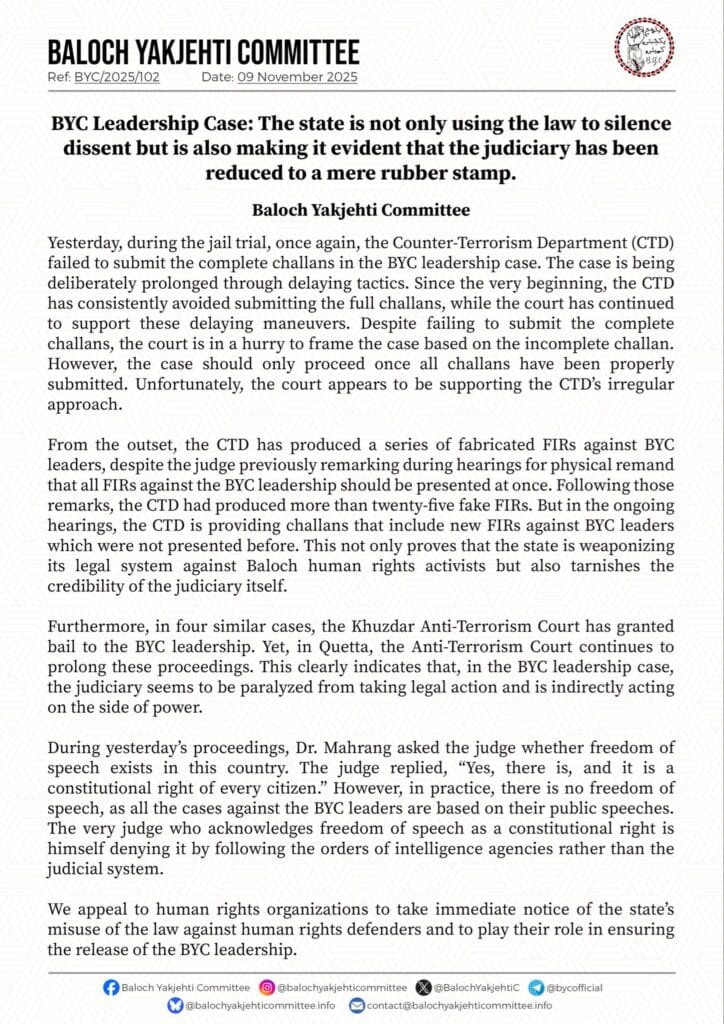 𝗕𝗬𝗖 𝗟𝗲𝗮𝗱𝗲𝗿𝘀𝗵𝗶𝗽 𝗖𝗮𝘀𝗲: 𝗧𝗵𝗲 𝘀𝘁𝗮𝘁𝗲 𝗶𝘀 𝗻𝗼𝘁 𝗼𝗻𝗹𝘆 𝘂𝘀𝗶𝗻𝗴 𝘁𝗵𝗲 𝗹𝗮𝘄 𝘁𝗼 𝘀𝗶𝗹𝗲𝗻𝗰𝗲 𝗱𝗶𝘀𝘀𝗲𝗻𝘁 𝗯𝘂𝘁 𝗶𝘀 𝗮𝗹𝘀𝗼 𝗺𝗮𝗸𝗶𝗻𝗴 𝗶𝘁 𝗲𝘃𝗶𝗱𝗲𝗻𝘁 𝘁𝗵𝗮𝘁 𝘁𝗵𝗲 𝗷𝘂𝗱𝗶𝗰𝗶𝗮𝗿𝘆 𝗵𝗮𝘀 𝗯𝗲𝗲𝗻 𝗿𝗲𝗱𝘂𝗰𝗲𝗱 𝘁𝗼 𝗮 𝗺𝗲𝗿𝗲 𝗿𝘂𝗯𝗯𝗲𝗿 𝘀𝘁𝗮𝗺𝗽.𝘽𝙖𝙡𝙤𝙘𝙝 𝙔𝙖𝙠𝙟𝙚𝙝𝙩𝙞 𝘾𝙤𝙢𝙢𝙞𝙩𝙩𝙚𝙚