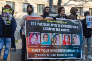 Aomar Karim Shows Solidarity London-based Baloch political activist and journalist Aomar Karim also participated in the protest, showing solidarity with the families of missing Baloch women. Karim condemned the enforced disappearances and urged the international community and human rights defenders to raise their voices for Balochistan.