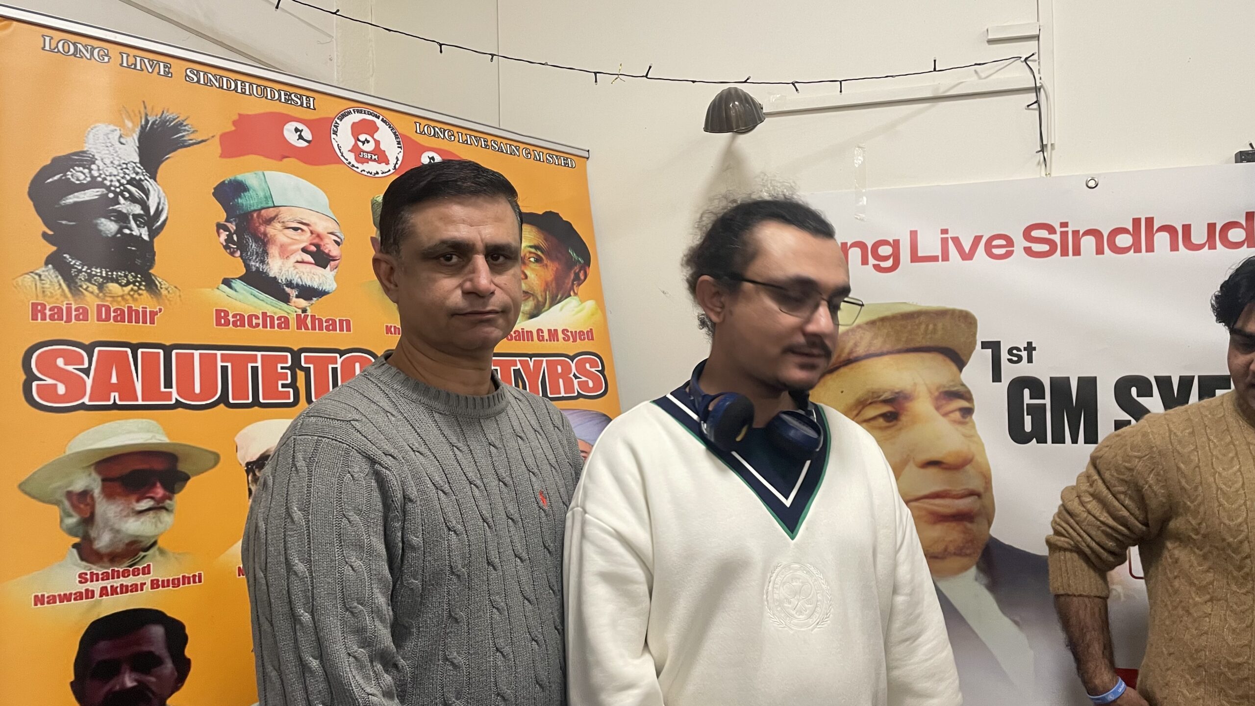 London-based Baloch political and human rights activist Aomar Karim at the 1st G.M. Syed International Conference in London on 18 January 2025, organised by the Jeay Sindh Freedom Movement (JSFM) to mark the G.M. Syed anniversary.