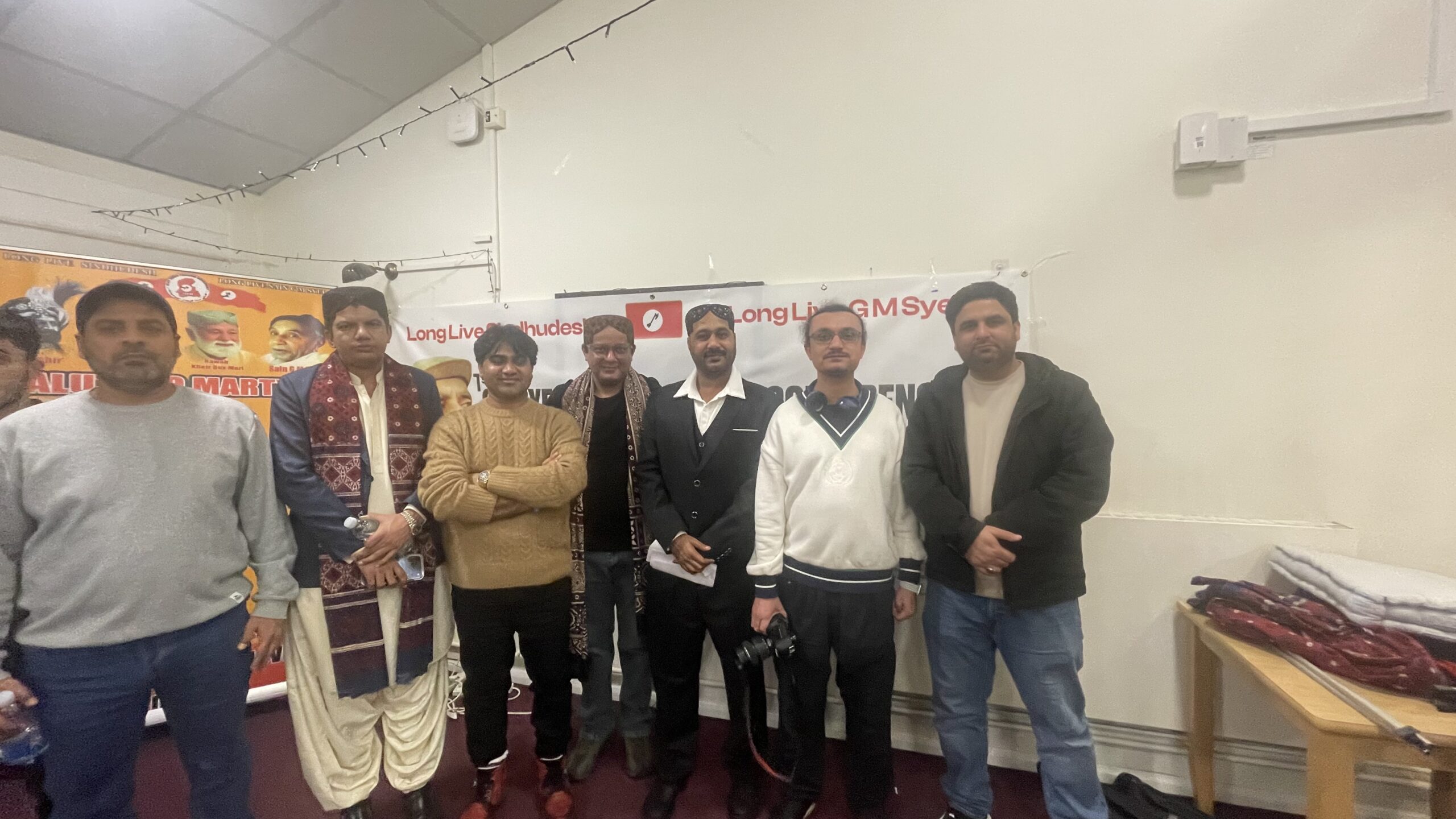 London-based Baloch political and human rights activist Aomar Karim at the 1st G.M. Syed International Conference in London on 18 January 2025, organised by the Jeay Sindh Freedom Movement (JSFM) to mark the G.M. Syed anniversary.