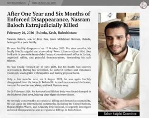 BYC: 𝗔𝗳𝘁𝗲𝗿 𝗢𝗻𝗲 𝗬𝗲𝗮𝗿 𝗮𝗻𝗱 𝗦𝗶𝘅 𝗠𝗼𝗻𝘁𝗵𝘀 𝗼𝗳 𝗘𝗻𝗳𝗼𝗿𝗰𝗲𝗱 𝗗𝗶𝘀𝗮𝗽𝗽𝗲𝗮𝗿𝗮𝗻𝗰𝗲, 𝗡𝗮𝘀𝗿𝗮𝗺 𝗕𝗮𝗹𝗼𝗰𝗵 𝗘𝘅𝘁𝗿𝗮𝗷𝘂𝗱𝗶𝗰𝗶𝗮𝗹𝗹𝘆 𝗞𝗶𝗹𝗹𝗲𝗱