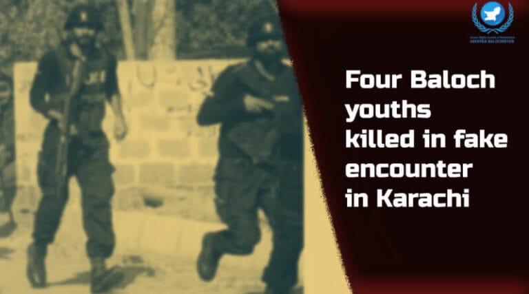 HRCB: Four Baloch youths killed in fake encounter in Karachi Three of the victims have been identified as Jalil Noor Mohammad, Niaz Qadir Bakhsh, and Hamdan Muhammad Ali
