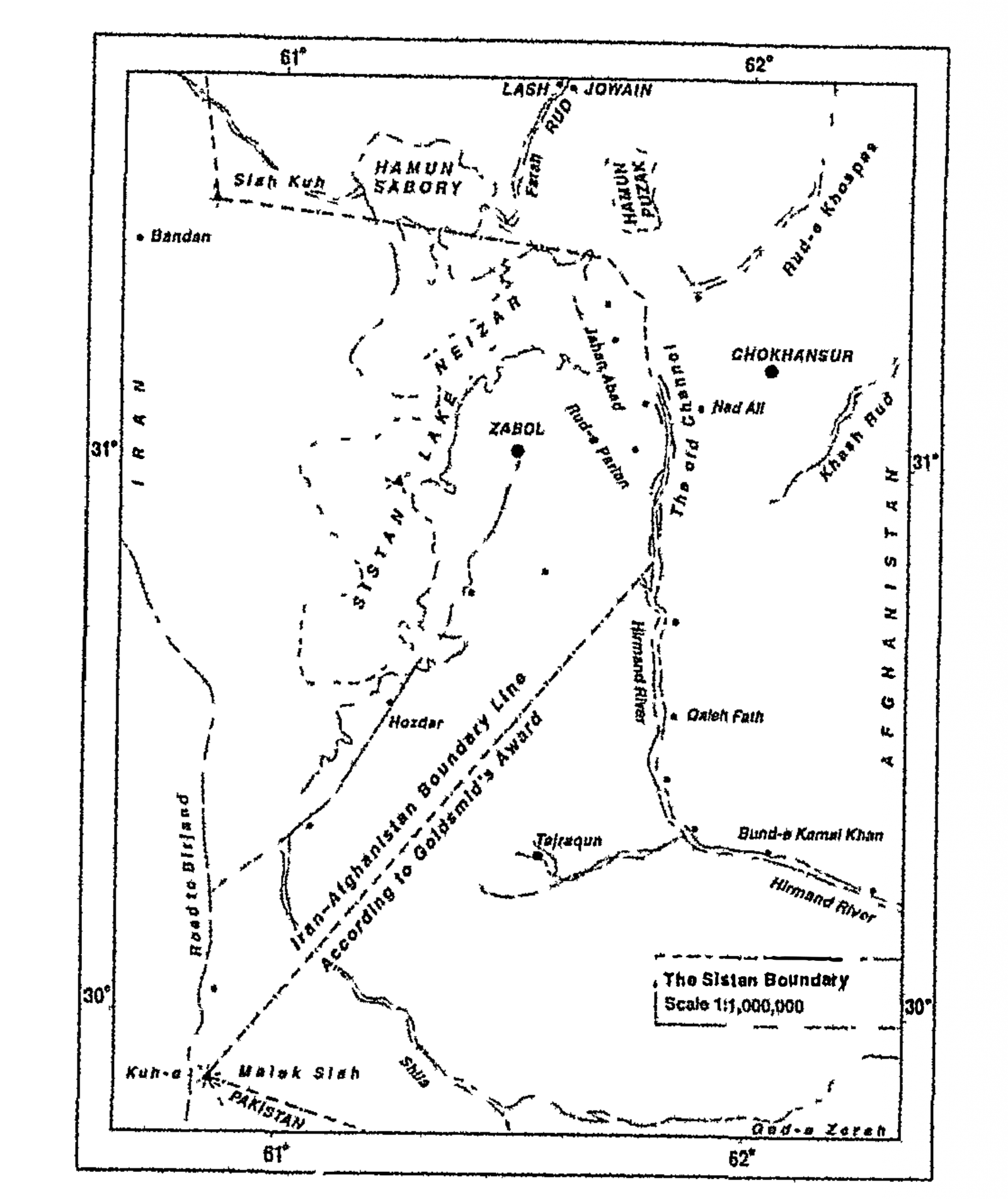 Map showing division of Sistan